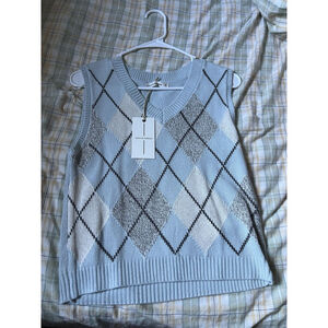 Moon&Madison Light Blue Argyle Sweater Vest - Size S